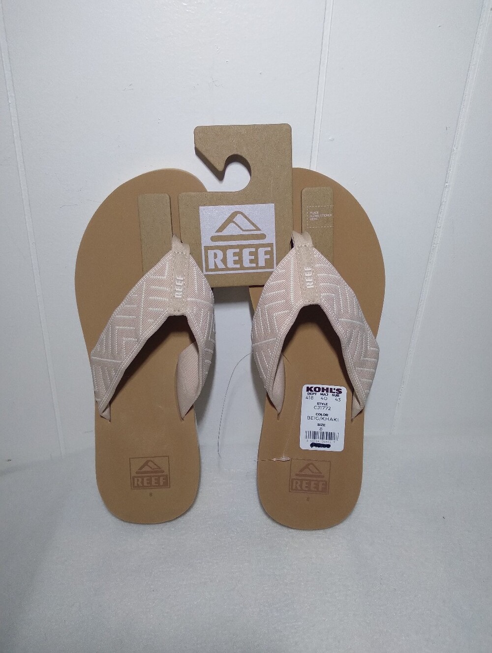 REEF Women's Size 8 BEACHBREAK CJ1772 Beige Khaki Flip Flop Sandals NEW